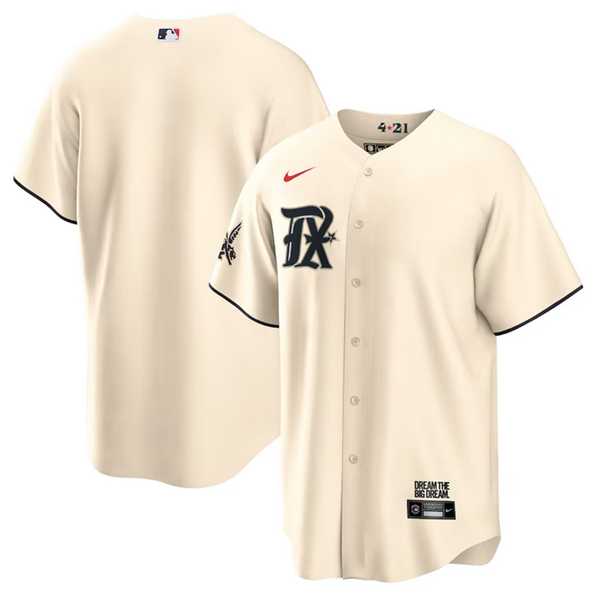 Mens Texas Rangers Blank Cream 2023 City Connect Cool Base Stitched Baseball Jersey Dzhi